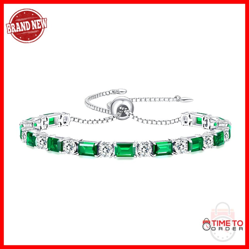 Sterling Silver Tennis Bracelet Adjustable 6-9 Inch Birthstone Gift